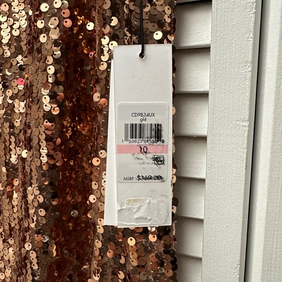 Calvin Klein gold sequin mini dress. NWT. Back zip. - Picture 2 of 6